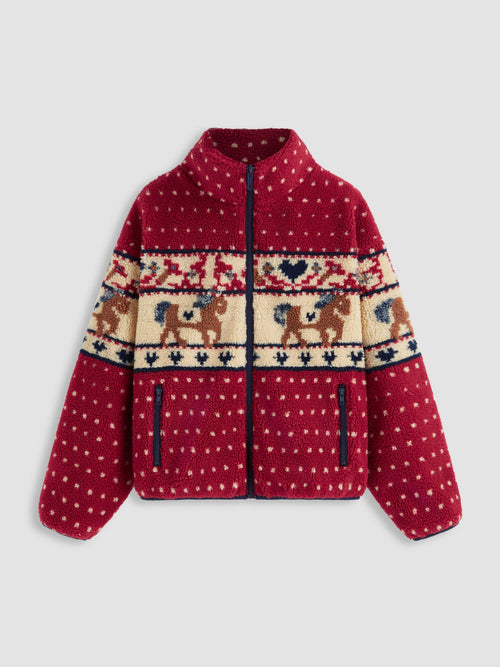 Fleece Collar Graphic Jacket